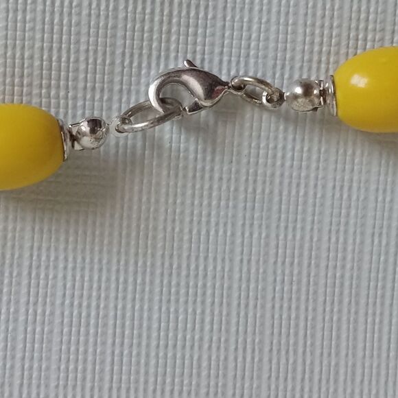 Yellow & Silver Toned Alternating Plastic Beaded Long Length Layering Necklace - Picture 7 of 8